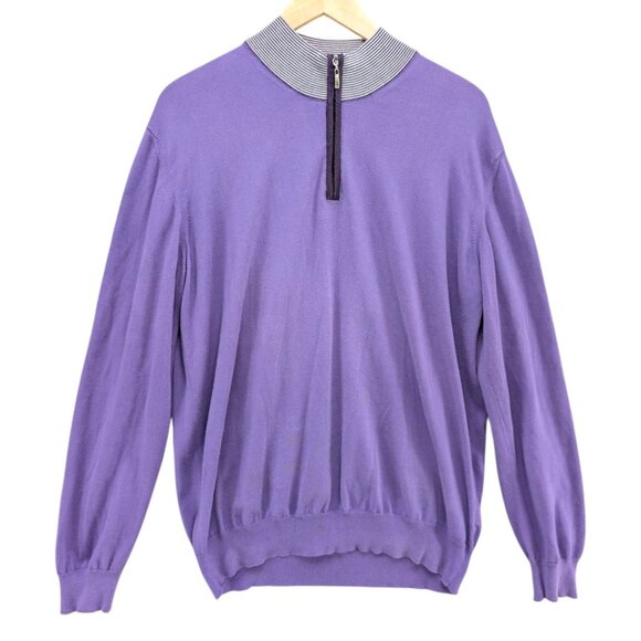 Altea 1/4 Zip Sweater Mens Purple Long Sleeve Pullover Made in Italy Size L - Picture 1 of 9